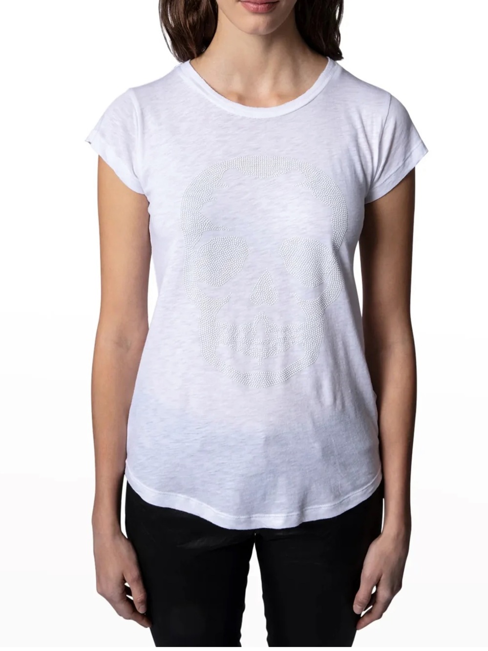 Zadig & Voltaire Walk Chine Skull Print Tee Shirt White on White Large